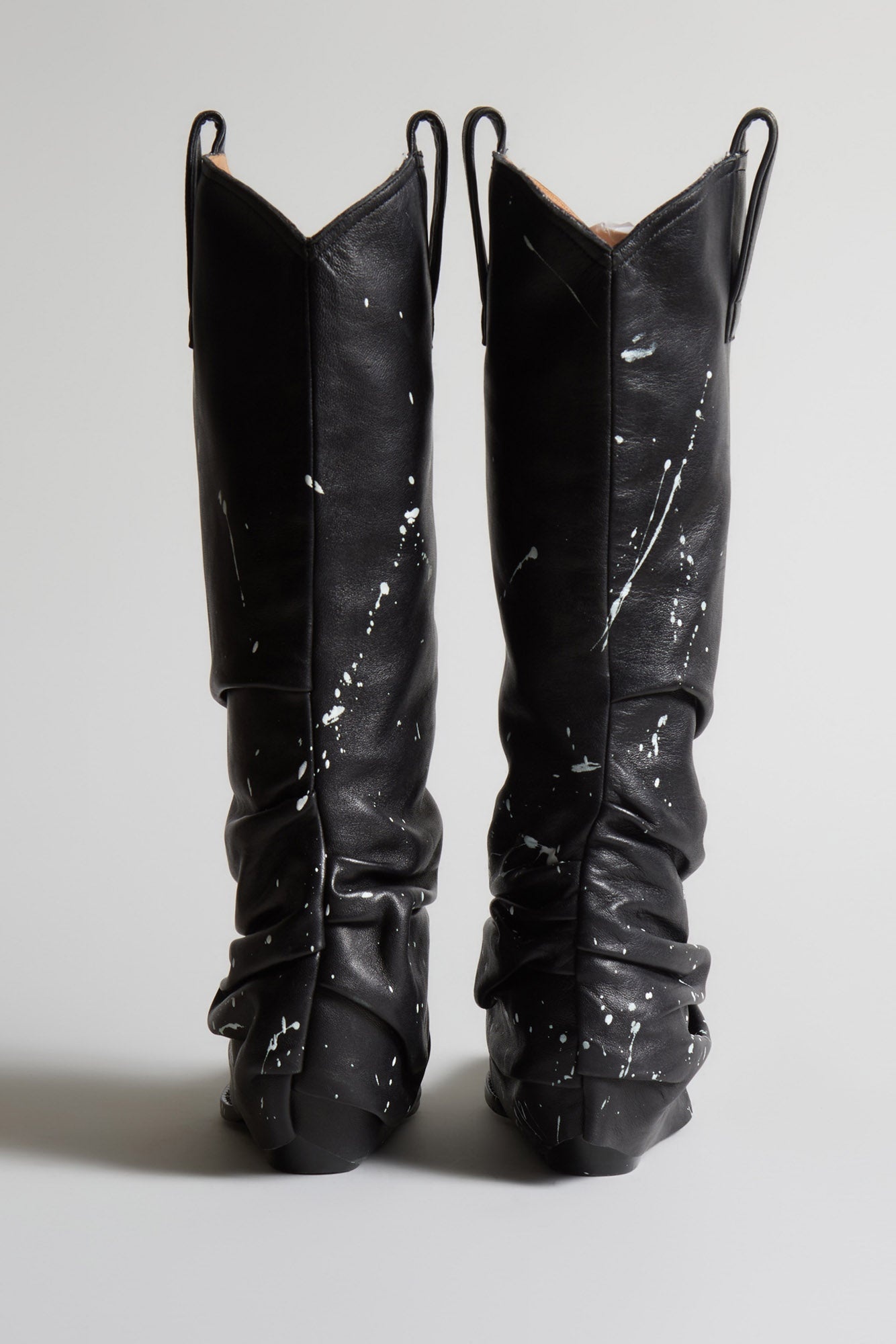 MID COWBOY BOOTS - BLACK PAINT SPLATTER - 3