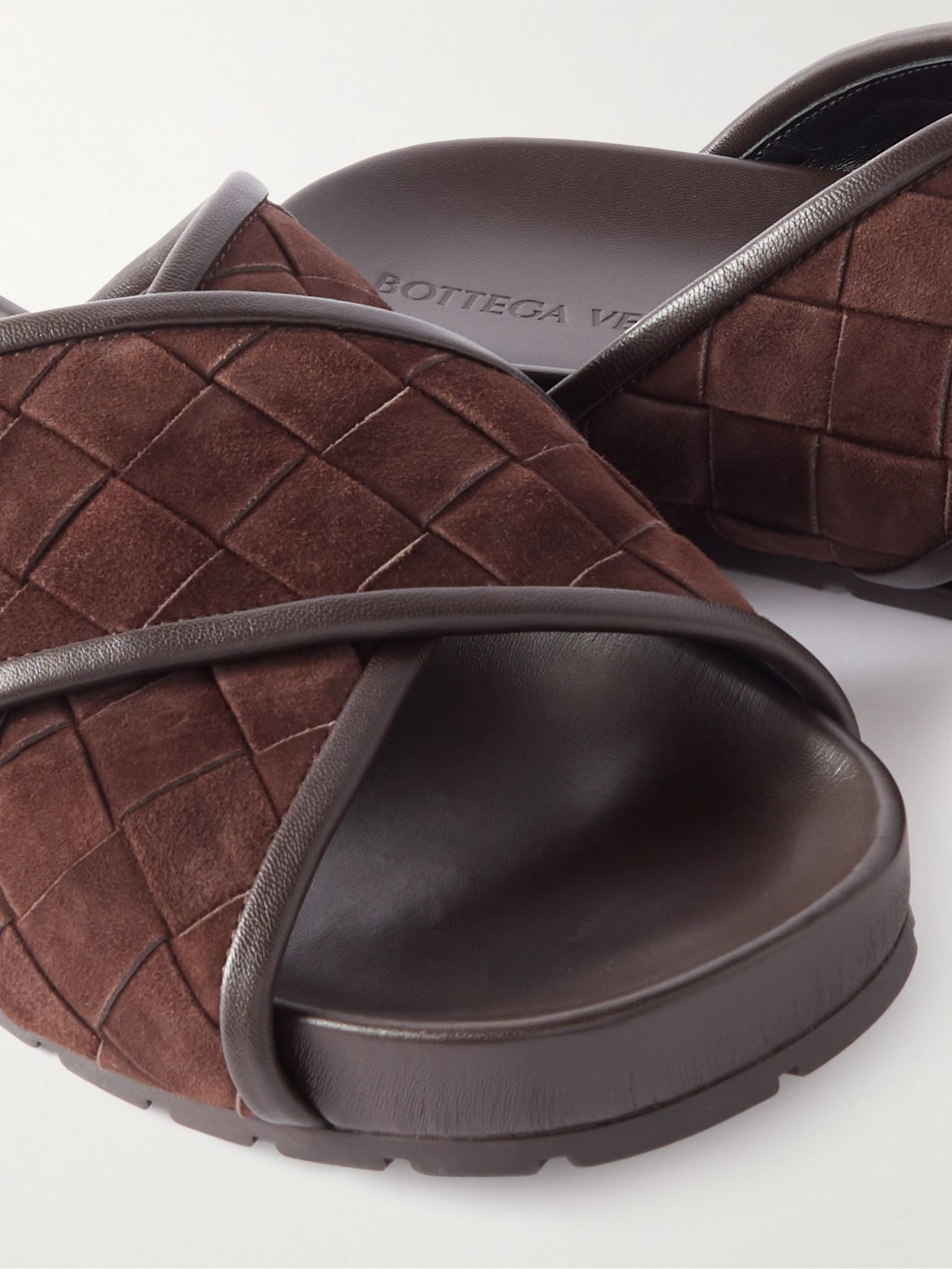 Tarik Intrecciato Suede Sandals Brown - 6