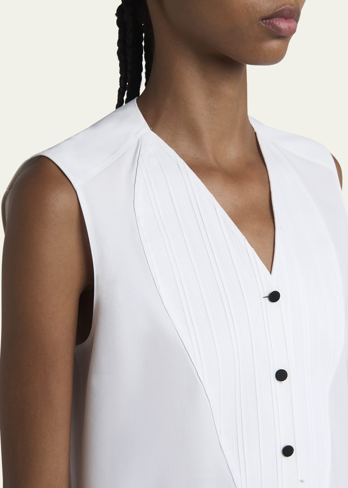 Caylee Sleeveless Poplin Tux Top - 5