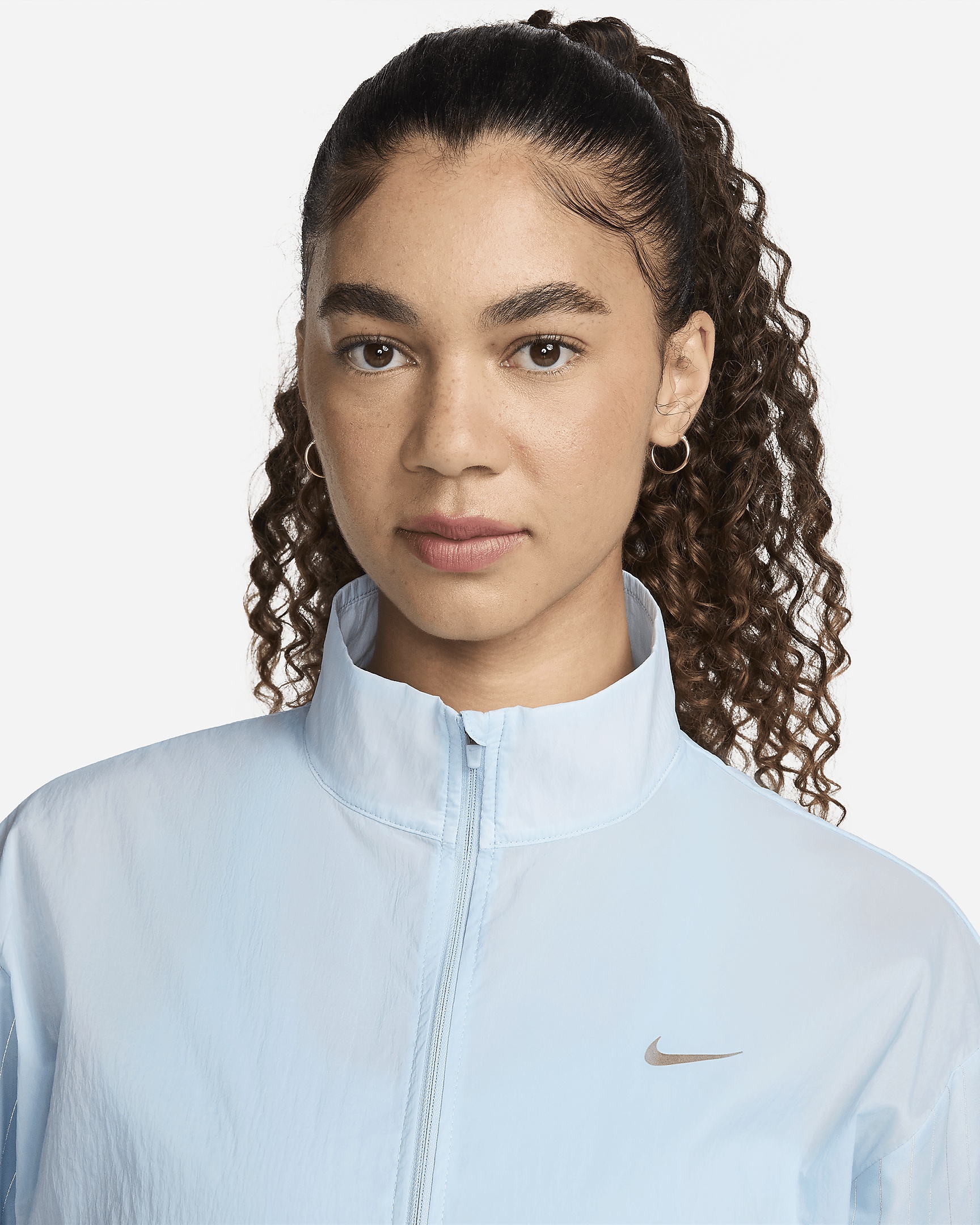 Nike Running Division 長袖ウィンドブレーカー ホワイト NIKE Gray/White Swoosh ATHLETIC WINDBREAKER Running Jacket