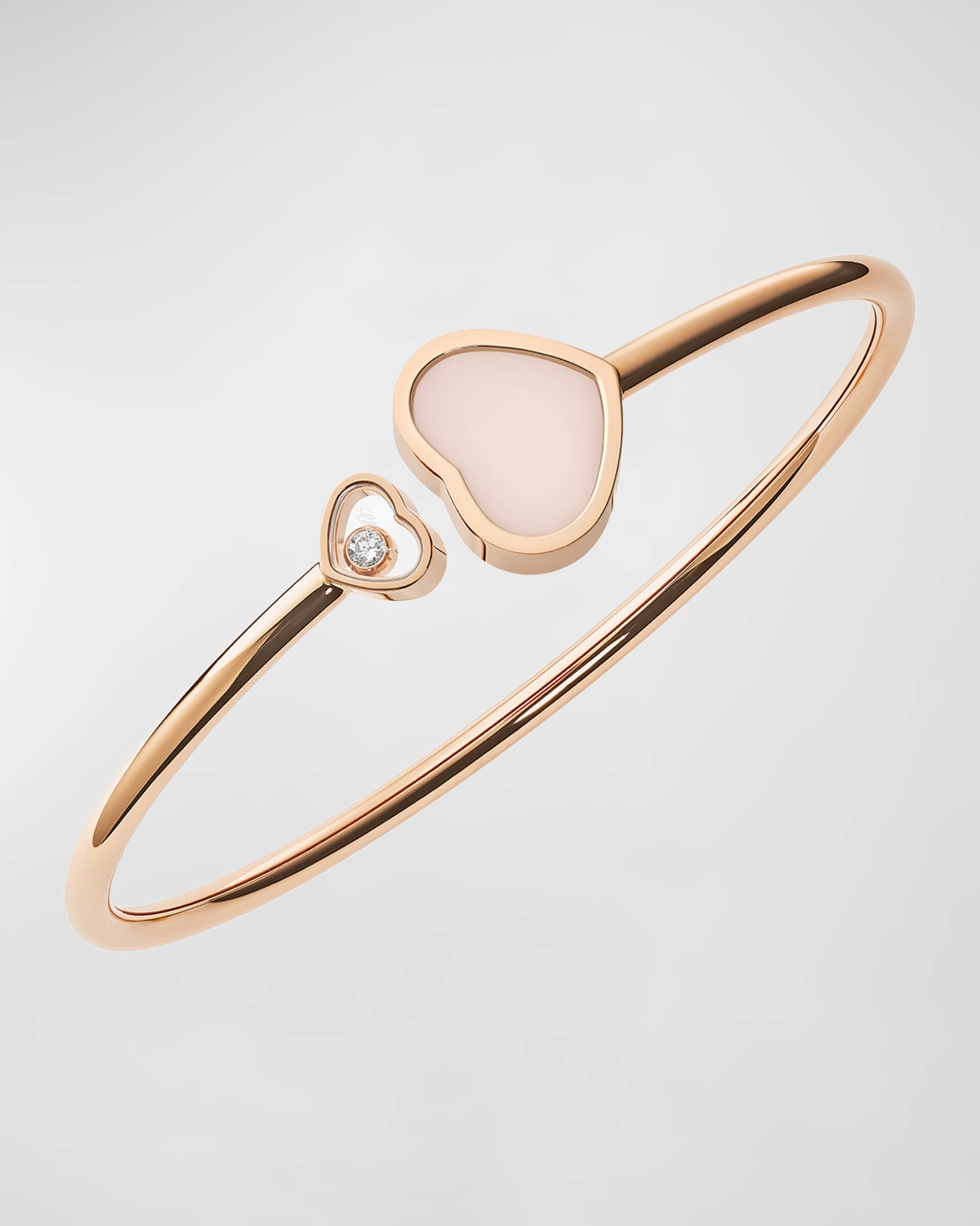 Happy Hearts 18K Rose Gold Pink Opal & Diamond Bracelet, Size Medium - 1
