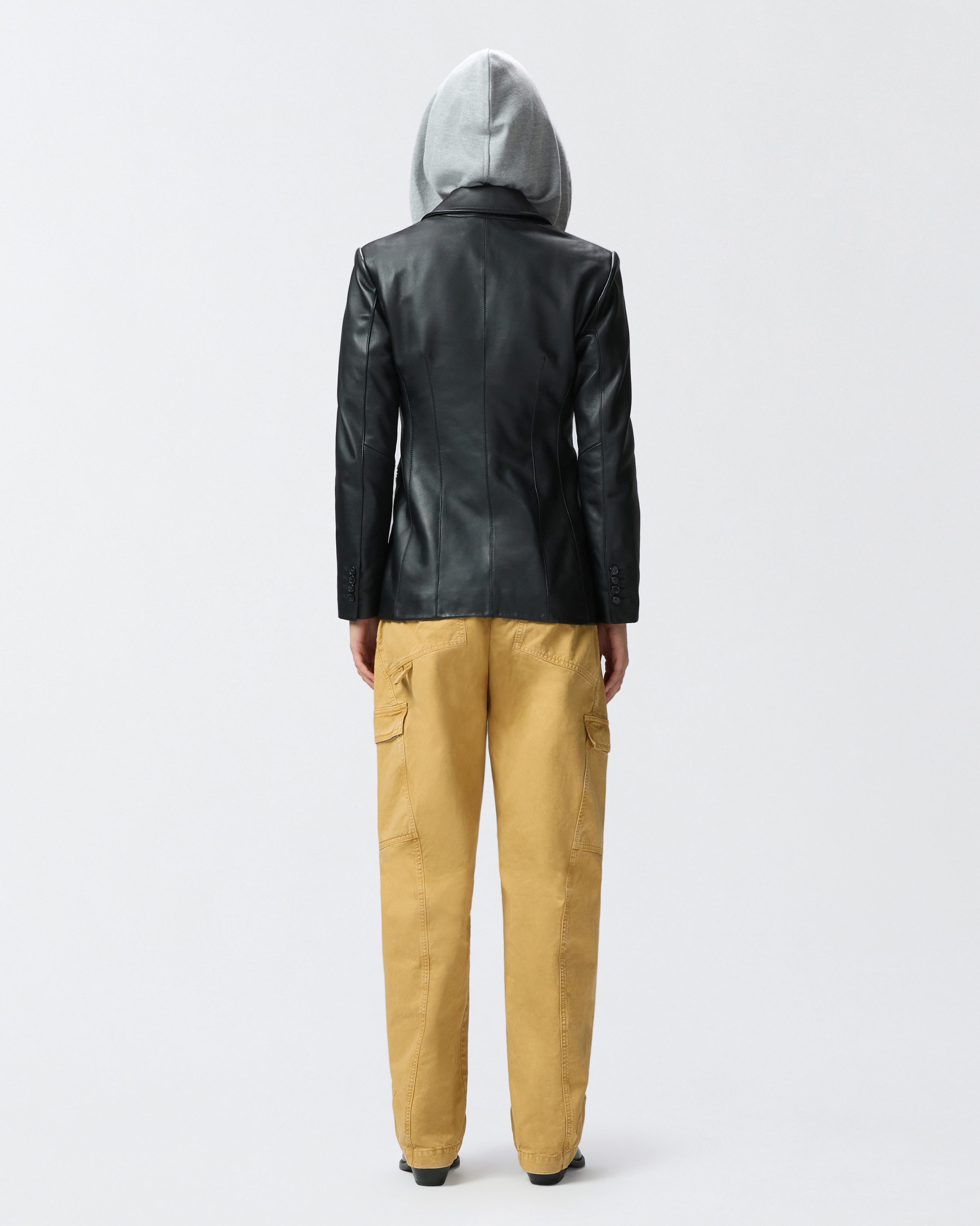 SINGLE-BREASTED NAPPA LEATHER BLAZER - 4