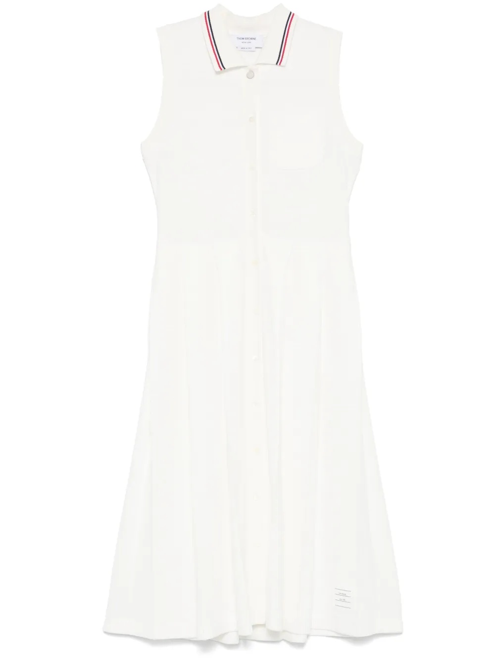 THOM BROWNE - Women Sleeveless Pleated Bottom Polo Dress - 5