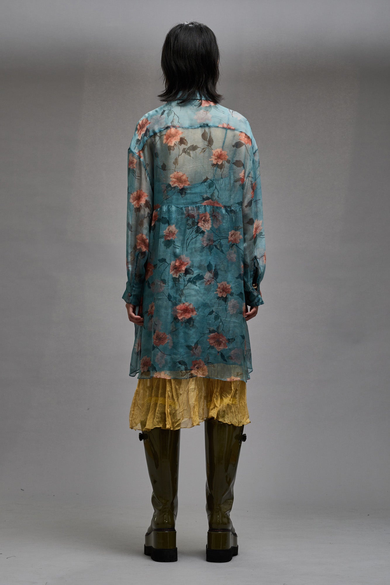 DOUBLE LAYER DRESS SET - BLUE FLORAL - 6