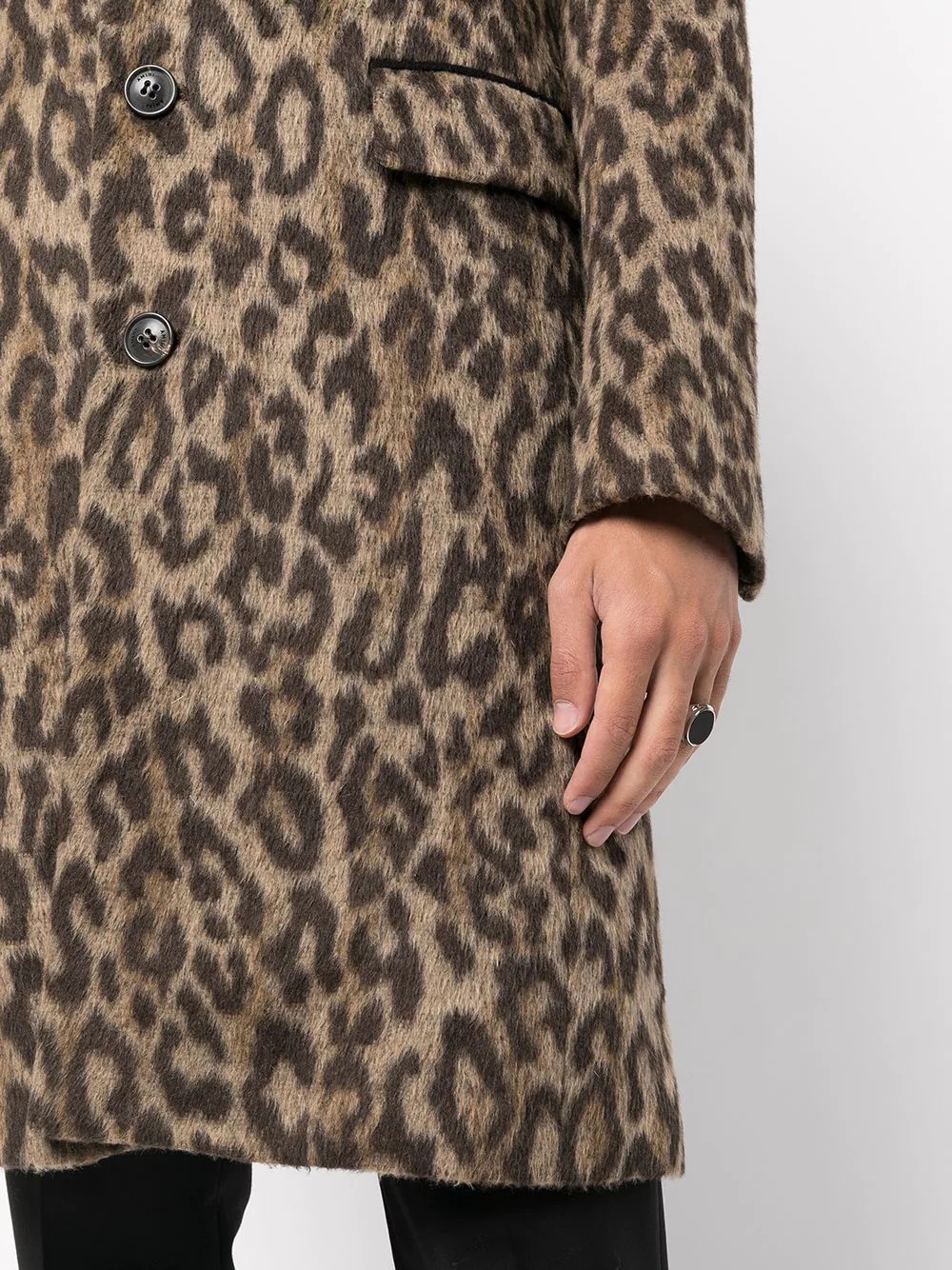 brushed leopard-print single-breasted coat - 7