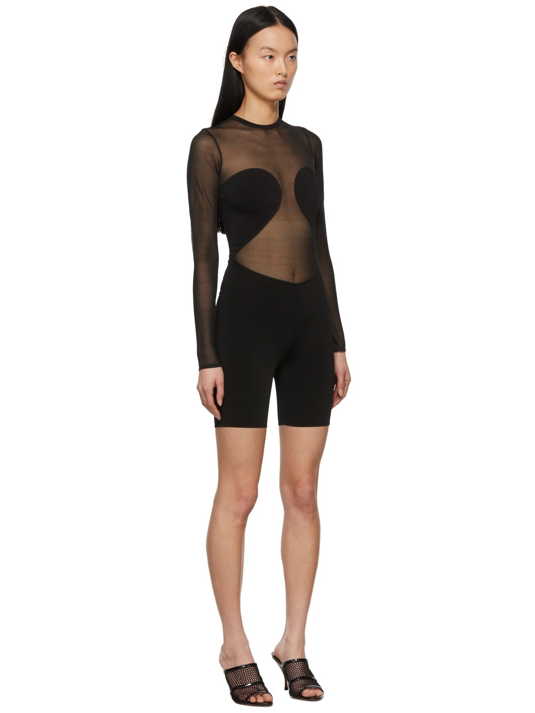 Black Sheer Short Jumpsuit - 2