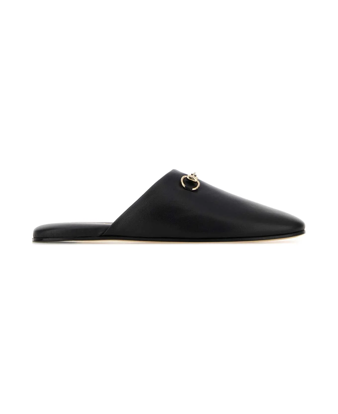 Black Nappa Leather Slippers - 1