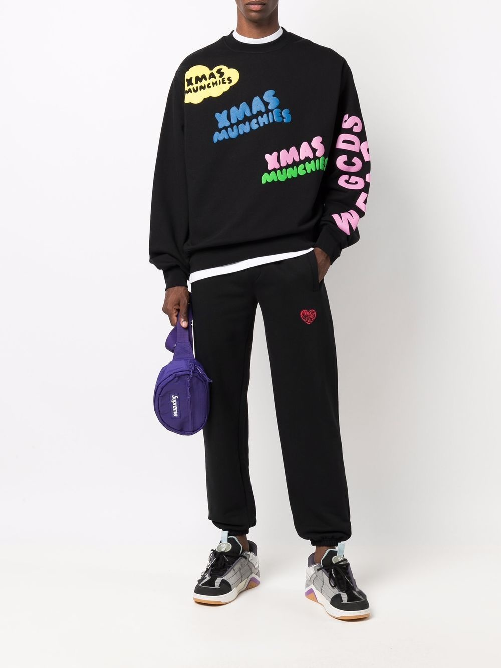 heart-embroidered track pants - 2