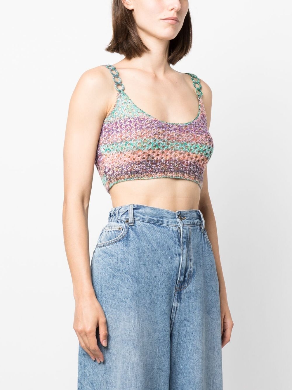 crochet-knit cropped tank top - 3