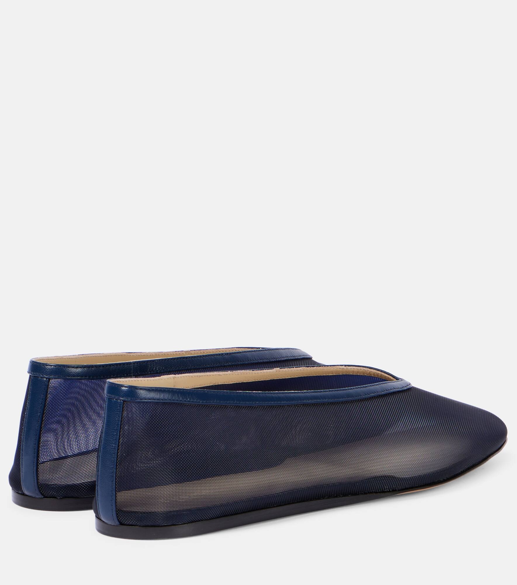 Luna leather-trimmed mesh ballet flats - 2
