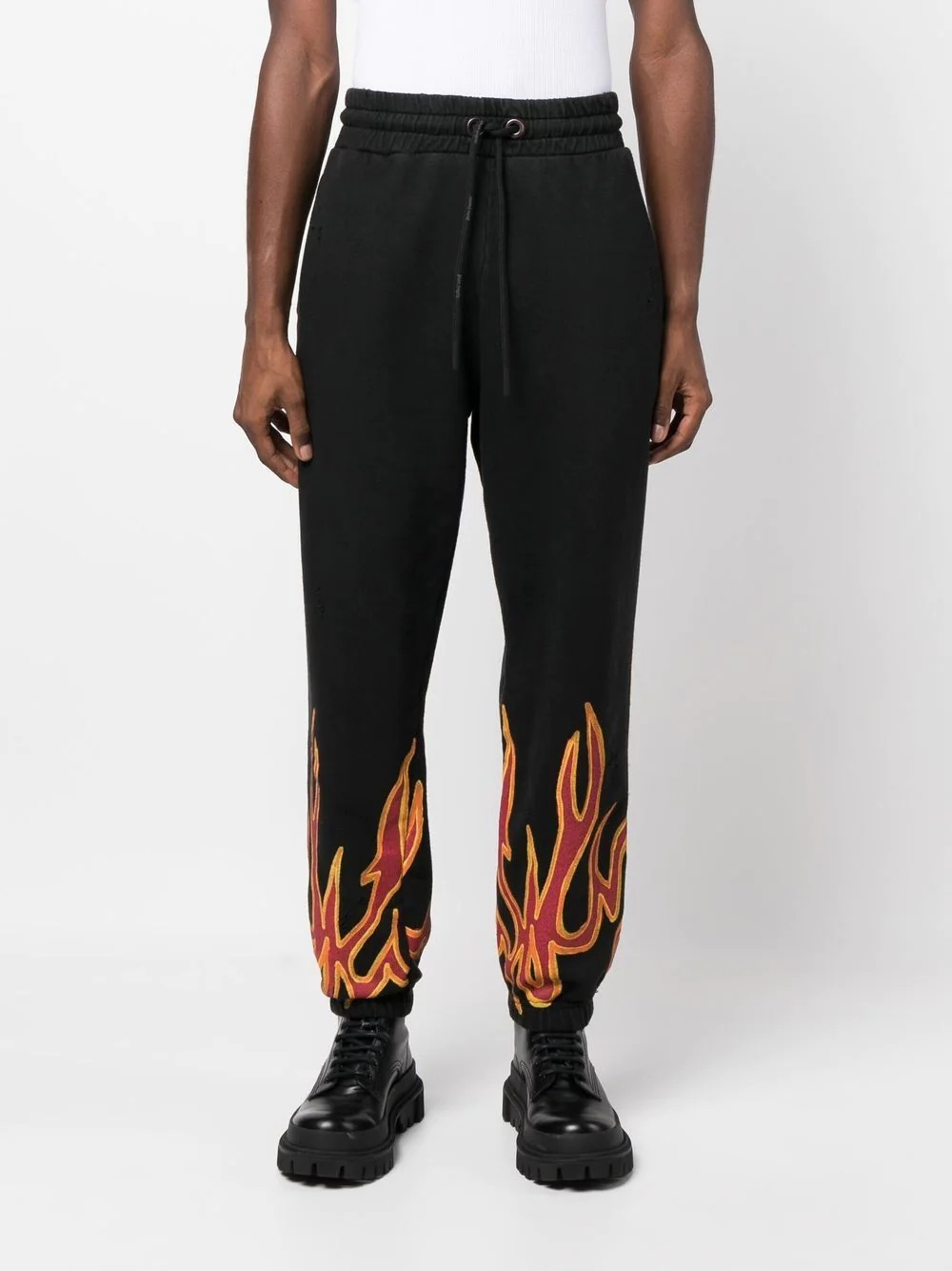 flame-detail cotton joggers - 3