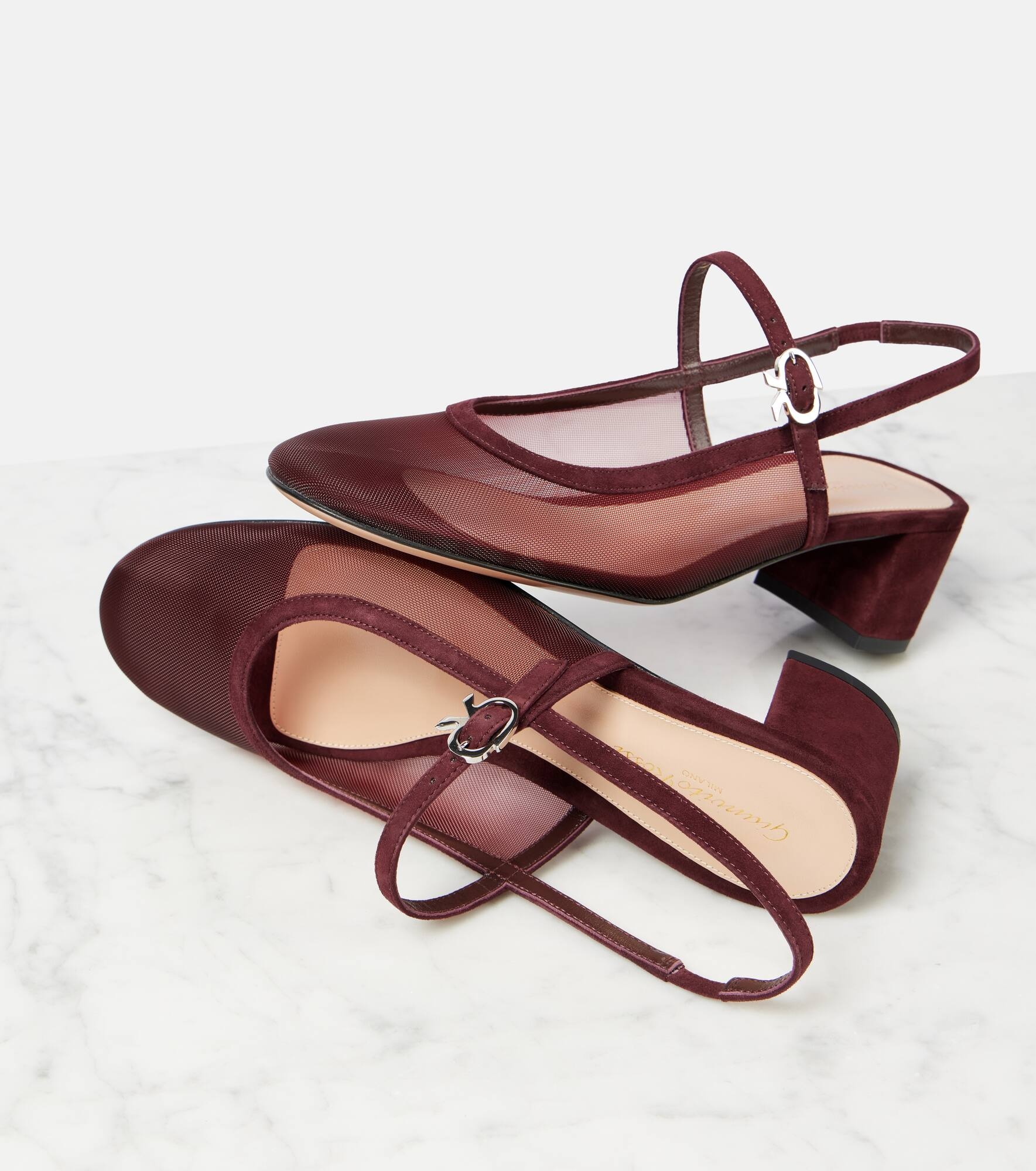 45 leather-trimmed slingback Mary Jane pumps - 5