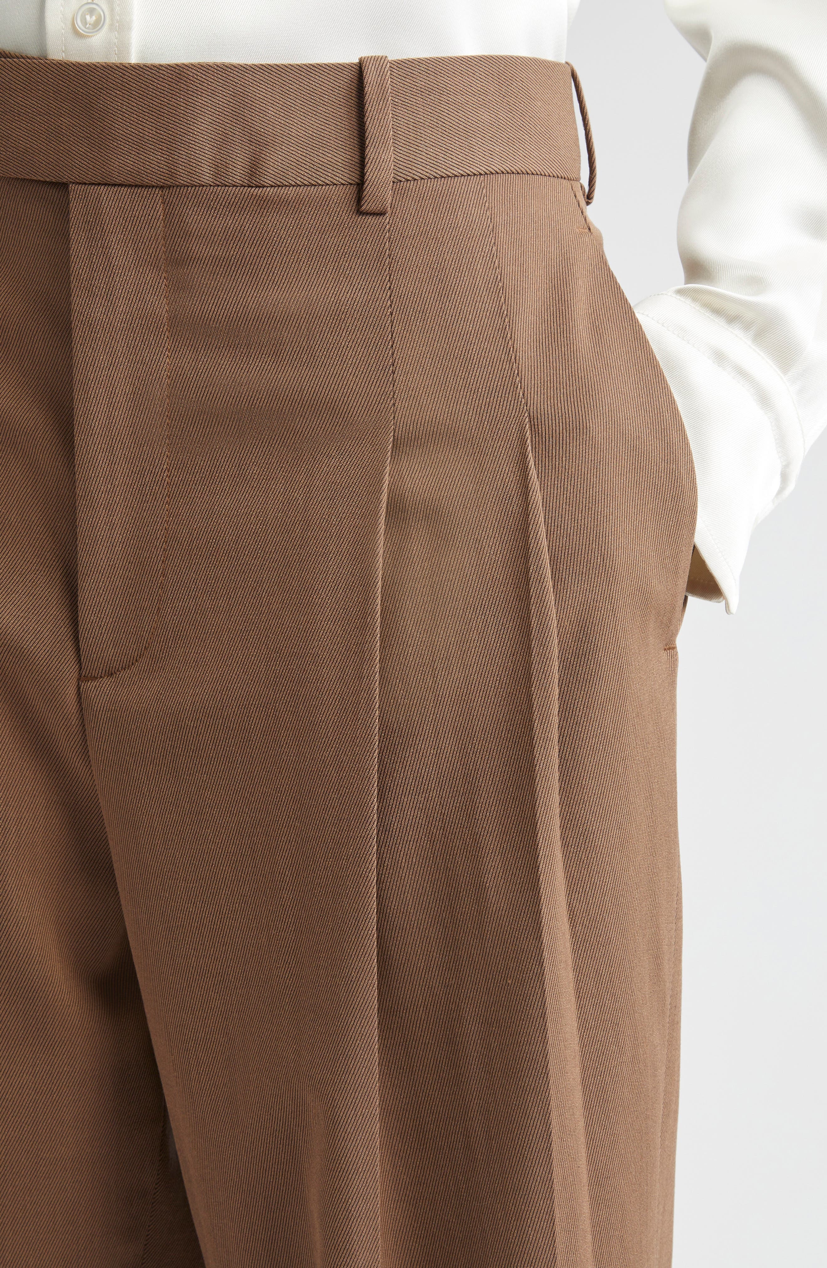 Bottega Veneta Mélange Wool Blend Stretch Tricotine Pants in 2026 Ebony/Light Jute Mel at Nordstrom - 5