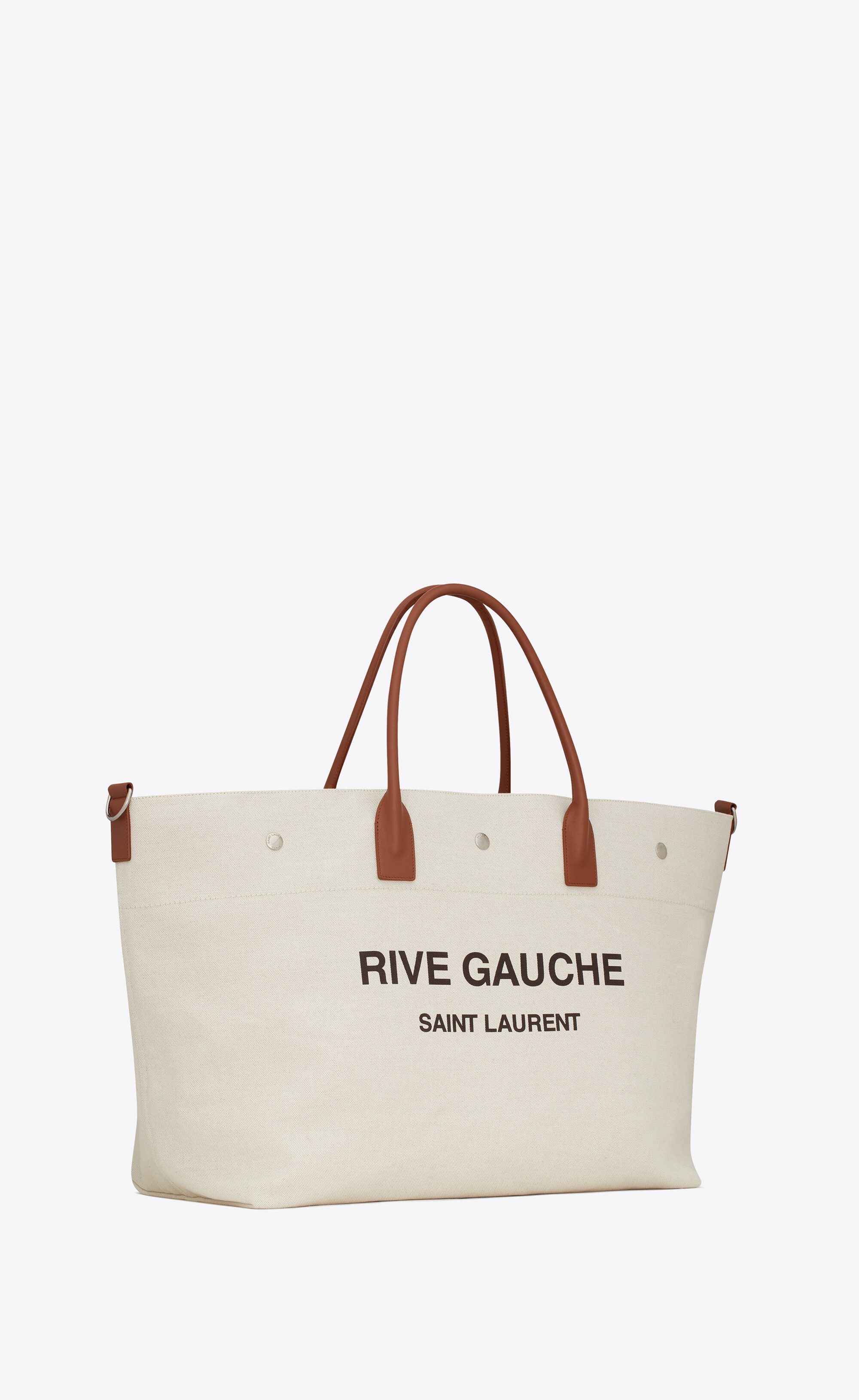 rive gauche maxi shopping bag in printed canvas and smooth leather - 4