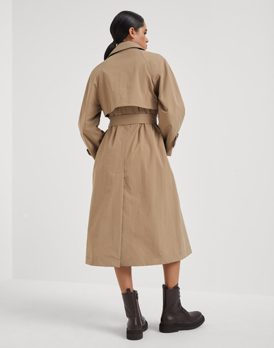 Brunello Cucinelli Techno canvas trench with shiny cuff details outlook