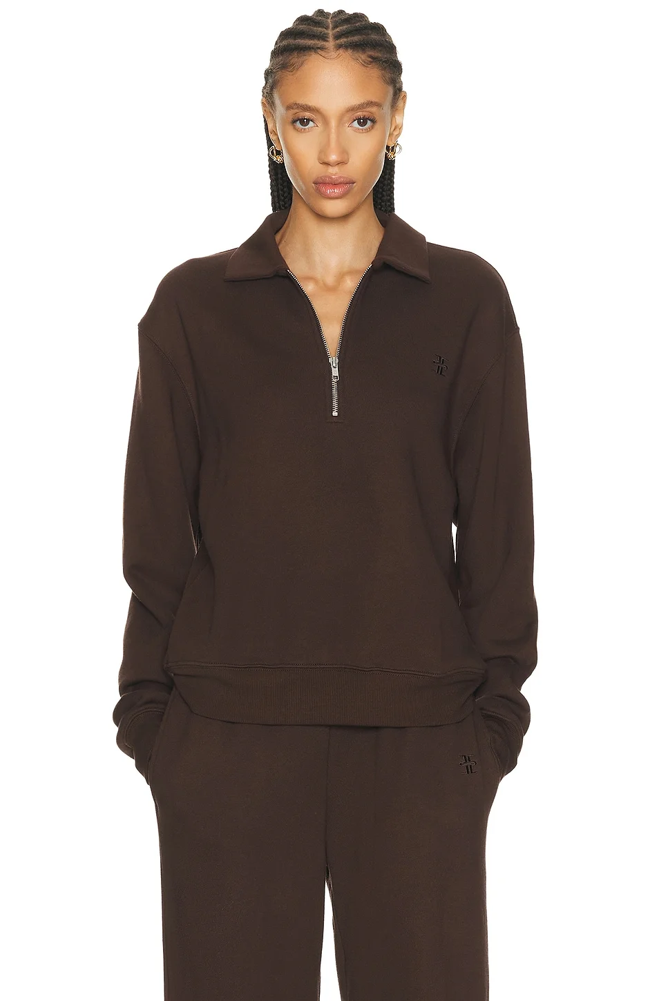 Zip-up Polo Sweatshirt - 1