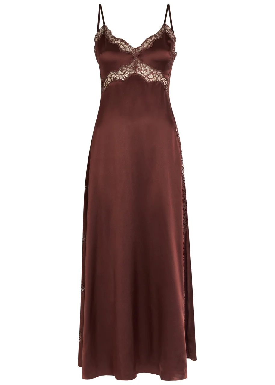 Reformation Ericka Lace-trim Silk Midi Slip Dress - 1