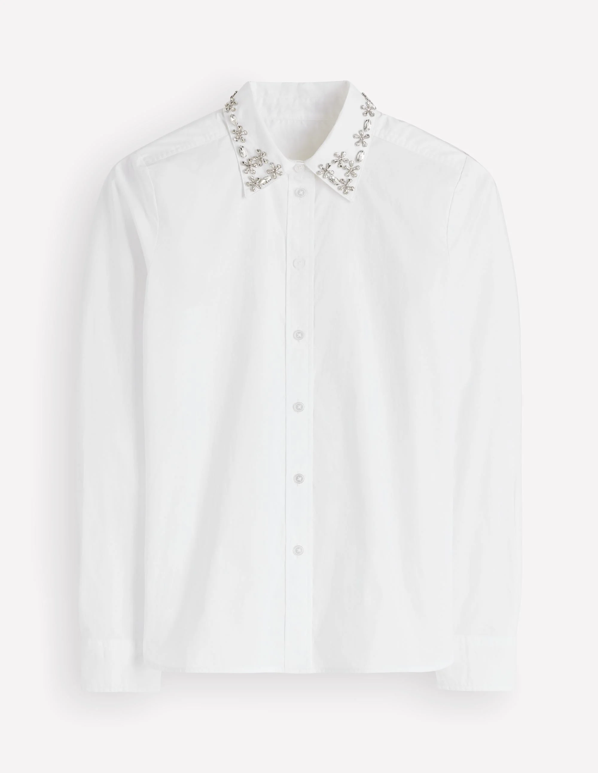 The New Sienna Cotton Shirt-White, Jewel Collar - 1