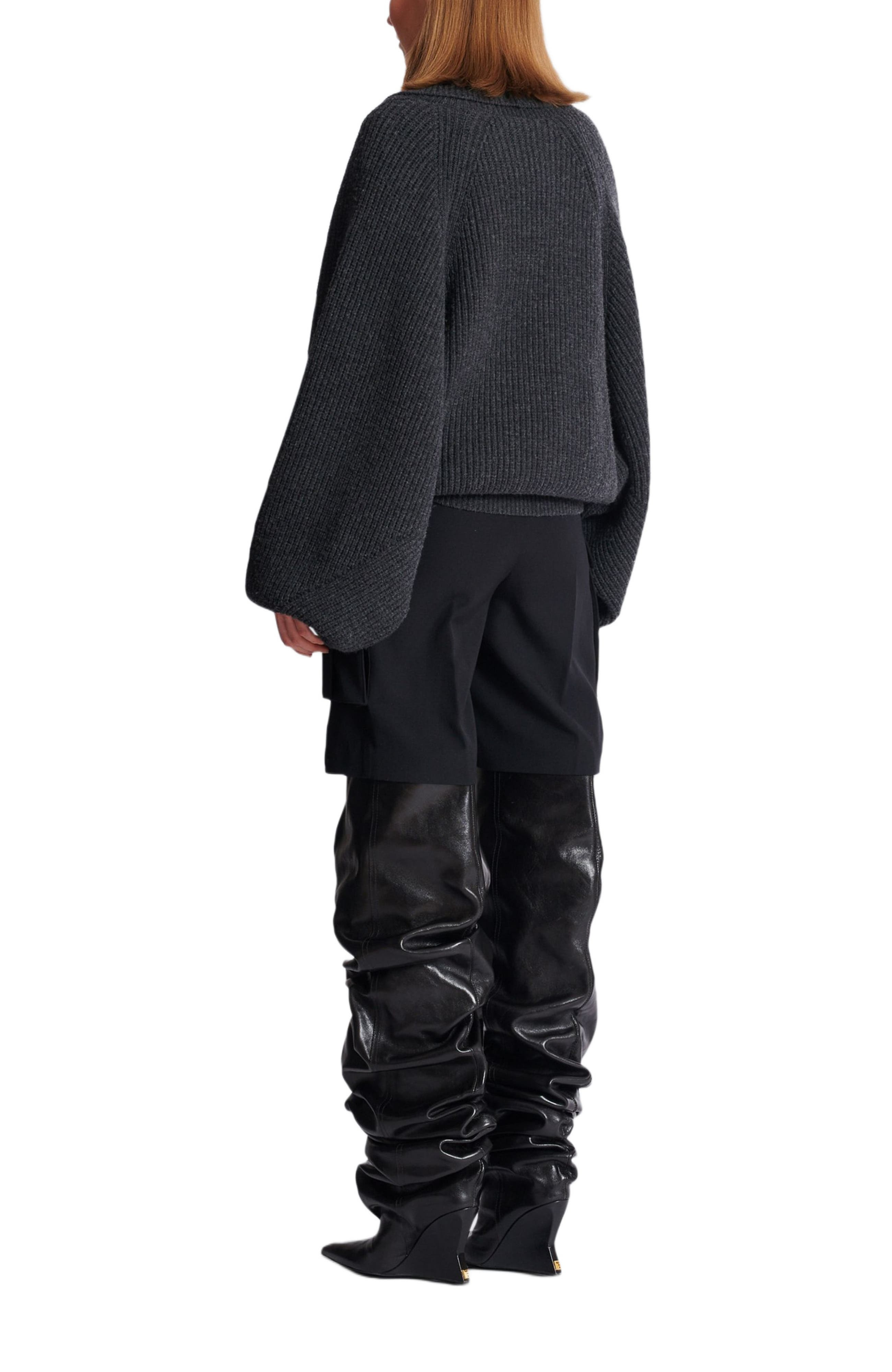 Balmain Oversized Wrap Knit Jumper in Grey at Nordstrom - 4