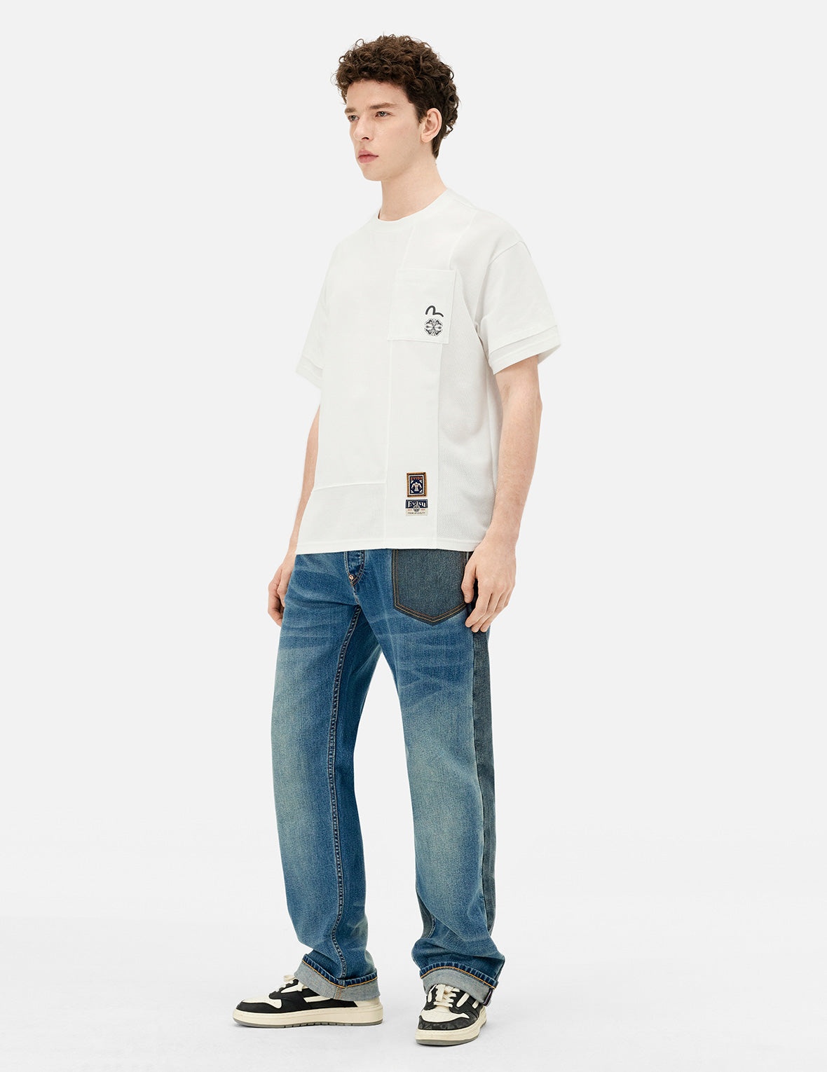 Multi-print and Fabric Blocking Relax Fit T-shirt - 3