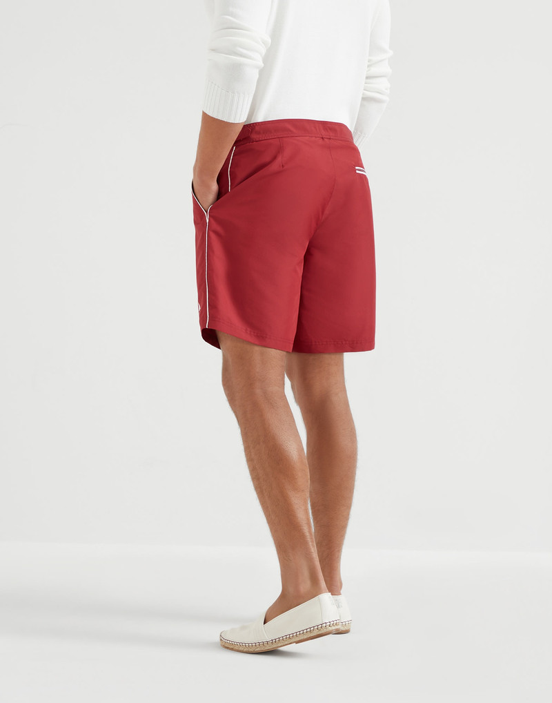 Brunello Cucinelli Nylon swim shorts with tabbed waistband and print outlook