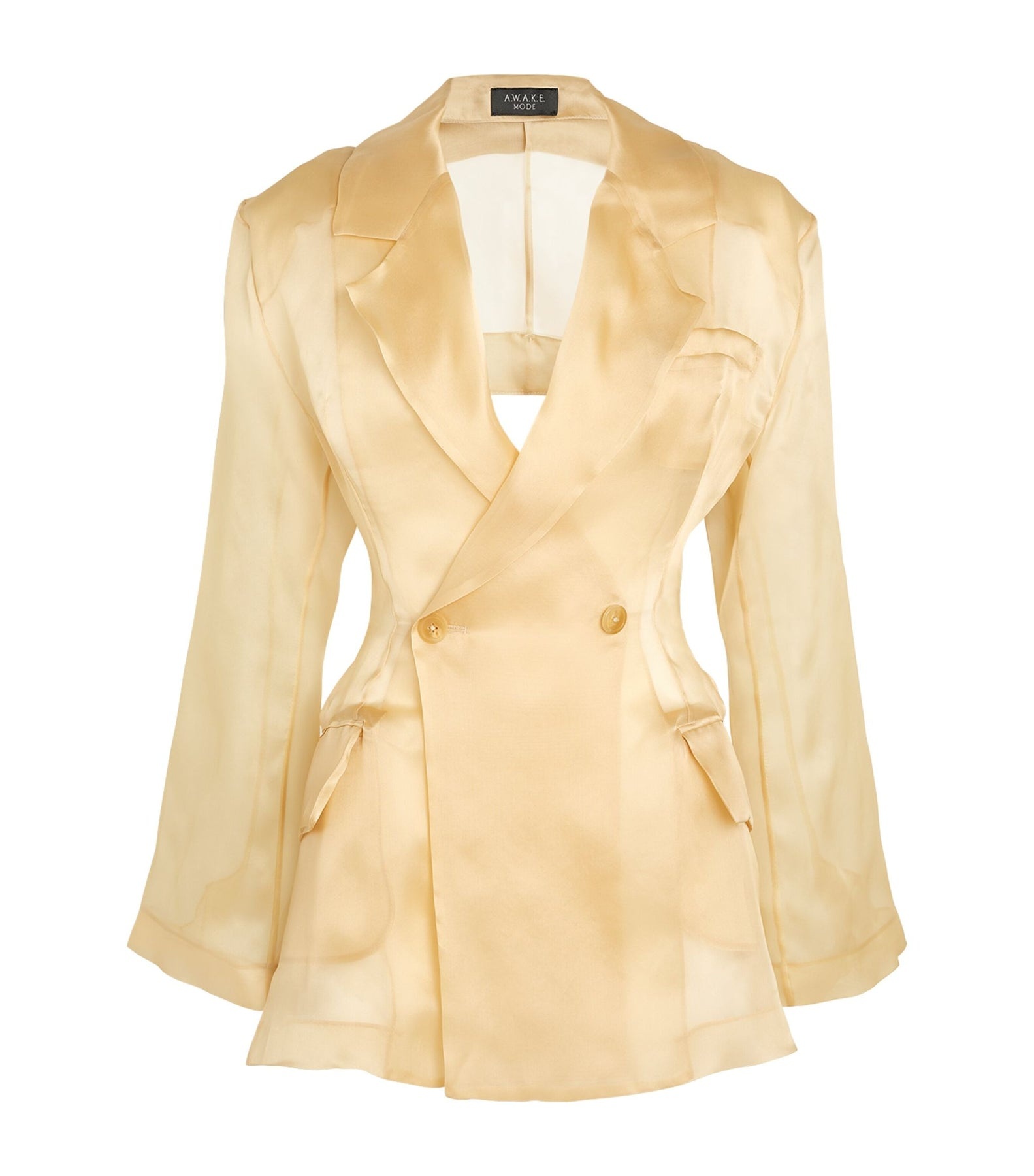 FITTED ORGANDY JACKET WITH BACK CUTOUT BEIGE - 2