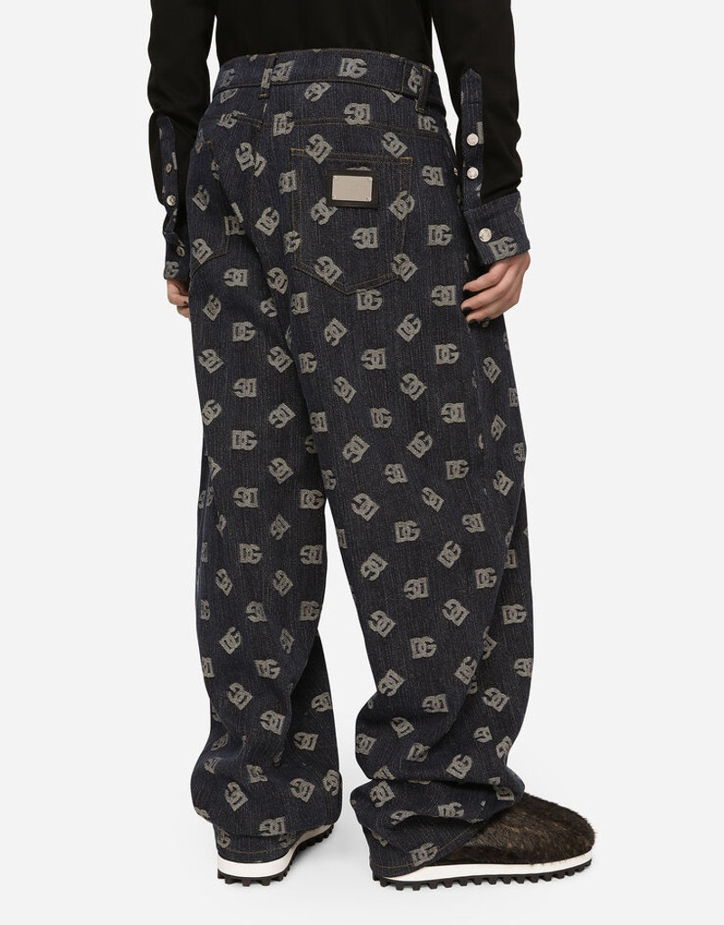 Stretch cotton jacquard pants with DG logo 4