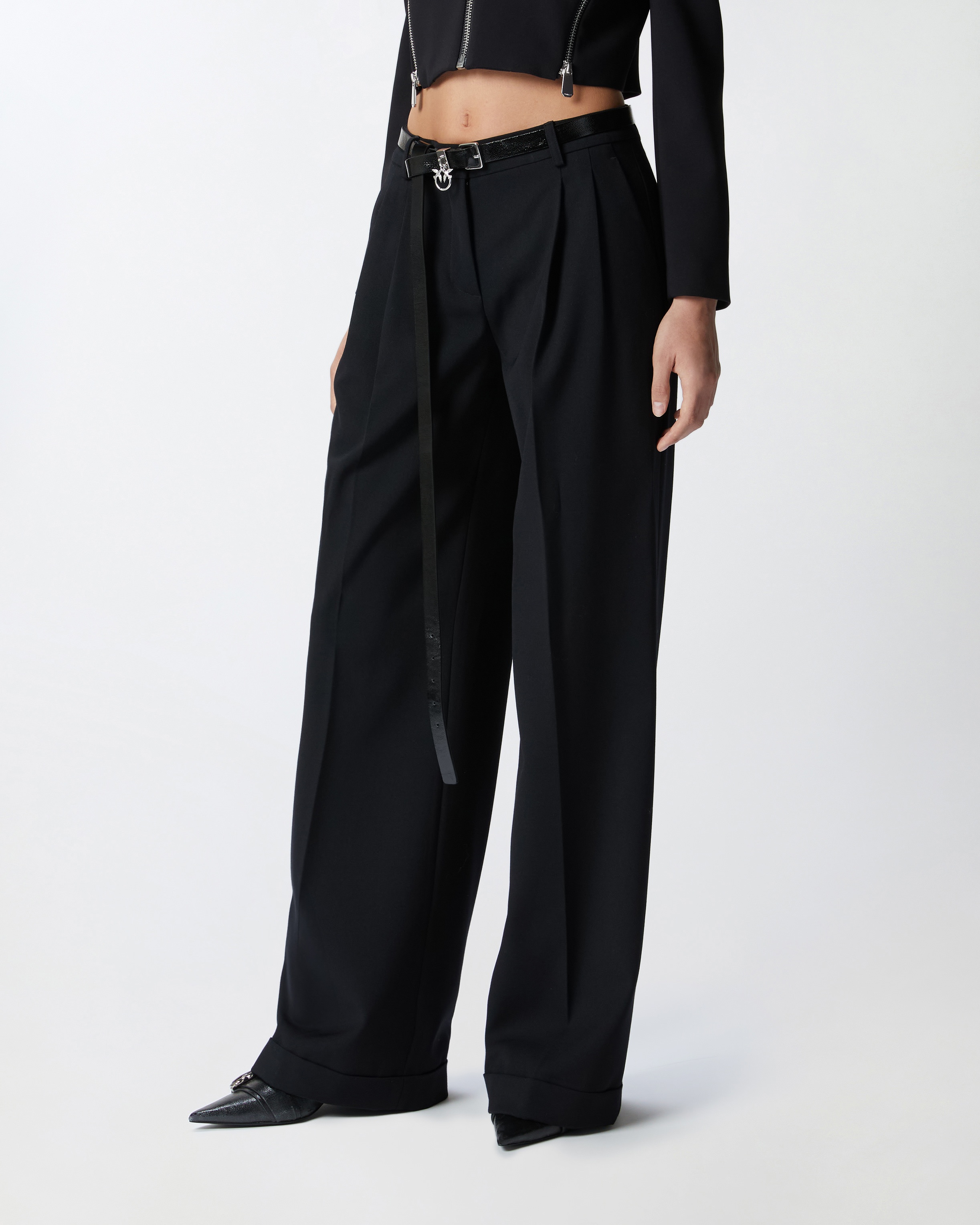 WIDE-LEG WOOL TWILL TROUSERS WITH DARTS - 3
