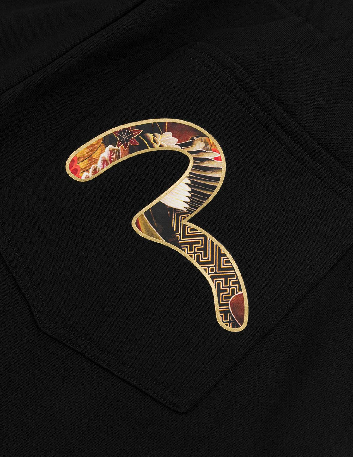 Grateful Crane Print and Multi-pocket Straight Fit Sweatpants - 7