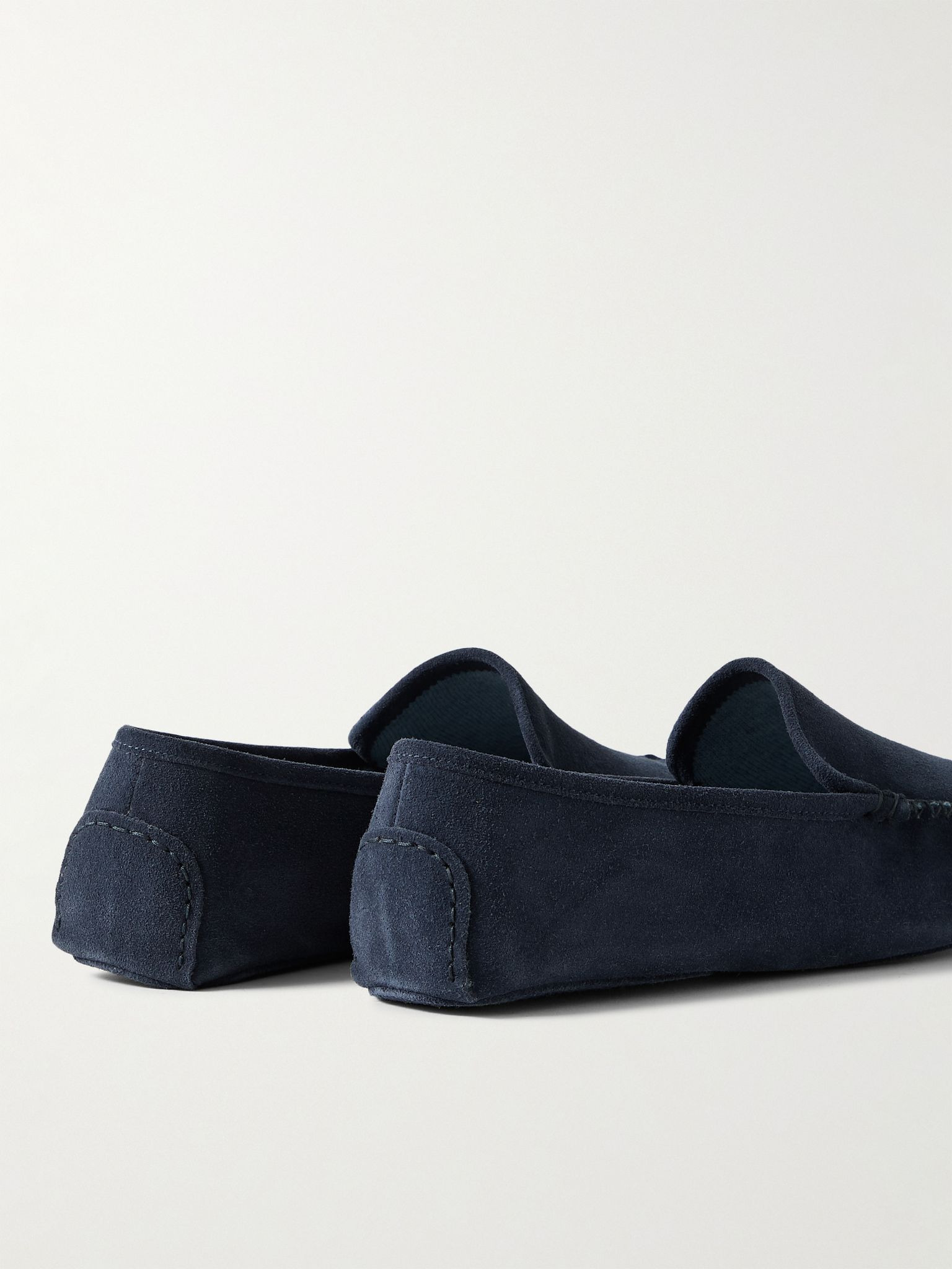 Cashmere-Lined Suede Slippers Navy - 4