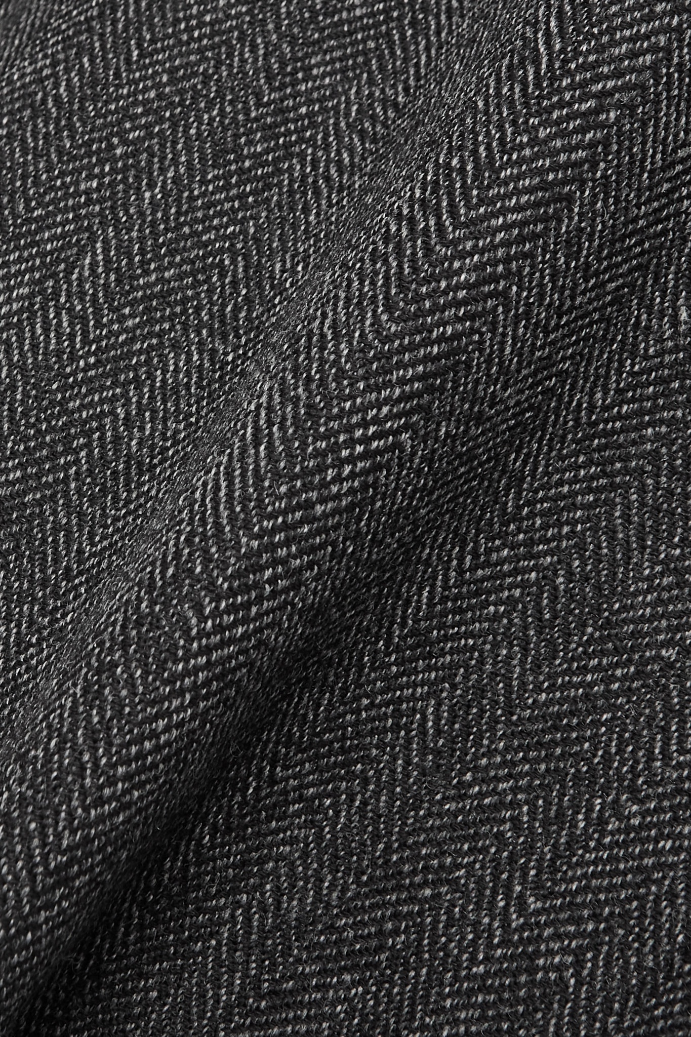 Oversized belted herringbone wool and cotton-blend coat - 5