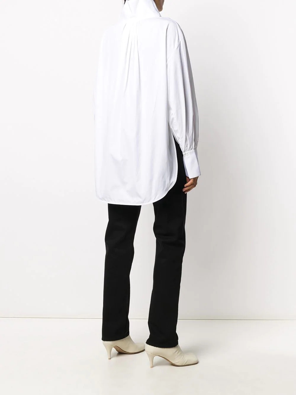 oversized high neck buttoned shirt - 4