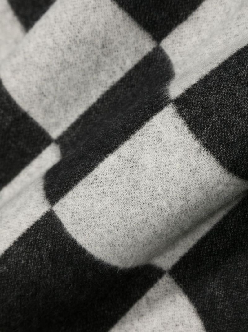 checkerboard-pattern knit scarf - 3