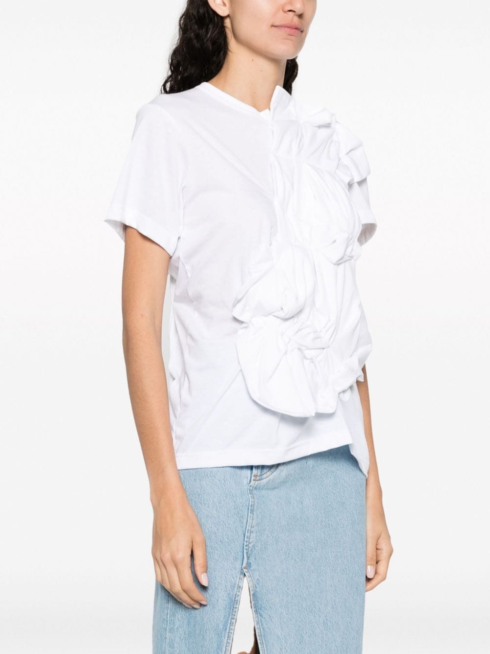 gathered-detail short-sleeve top - 3
