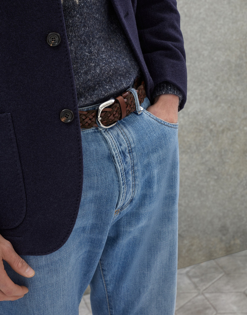 Brunello Cucinelli Leather and suede braid belt outlook