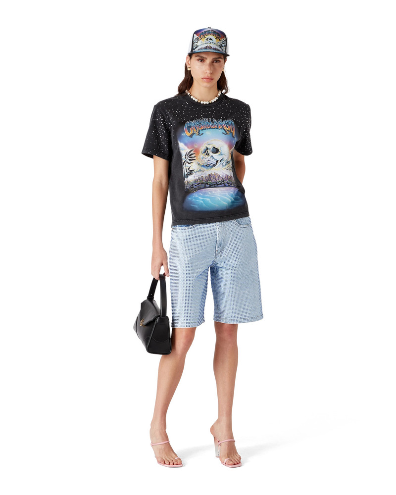 CASABLANCA Crystal Embellished Denim Shorts | Casablanca Paris outlook