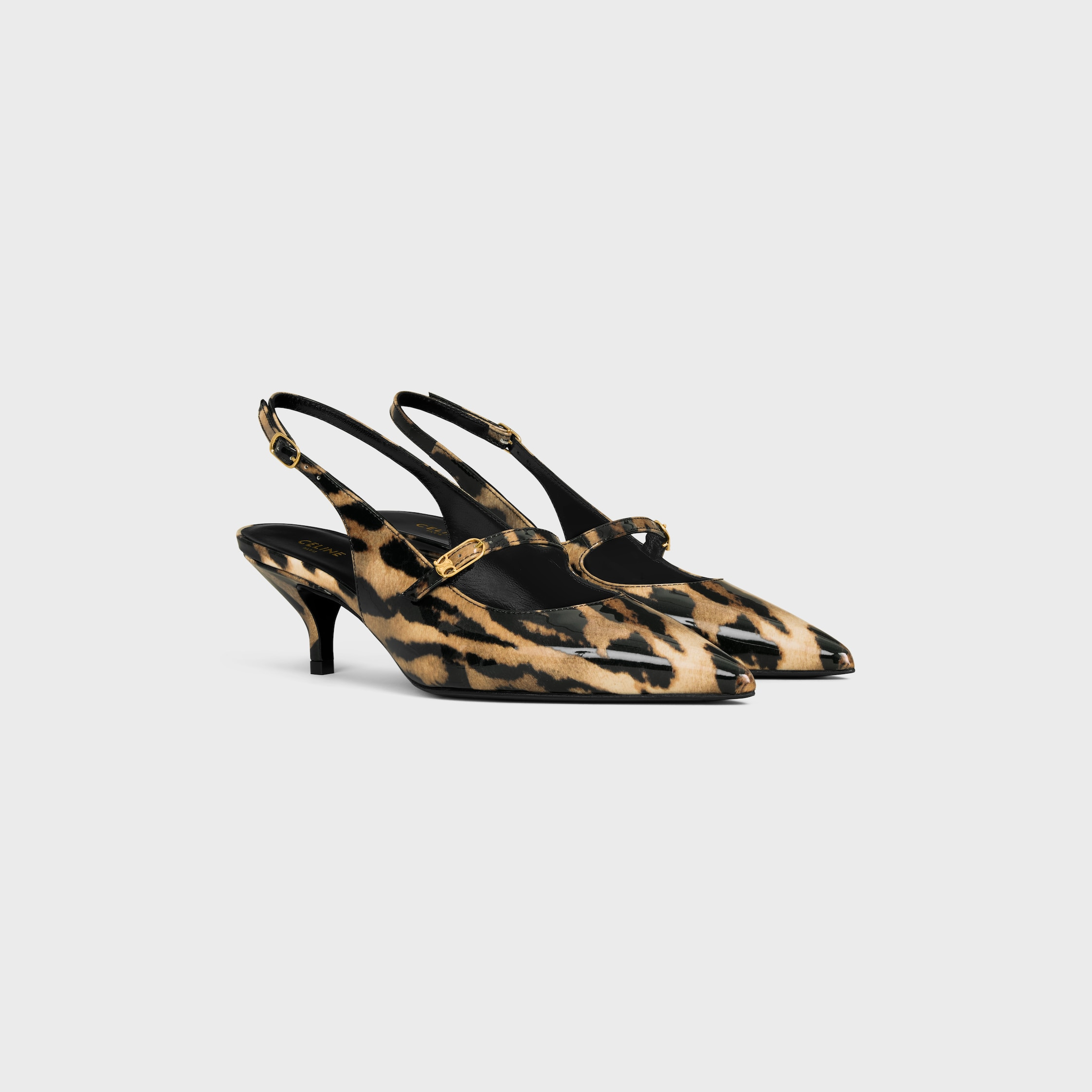 CELINE JUDY MARY JANE SLINGBACK IN PRINTED LEOPARD PATENT CALFSKIN - 2