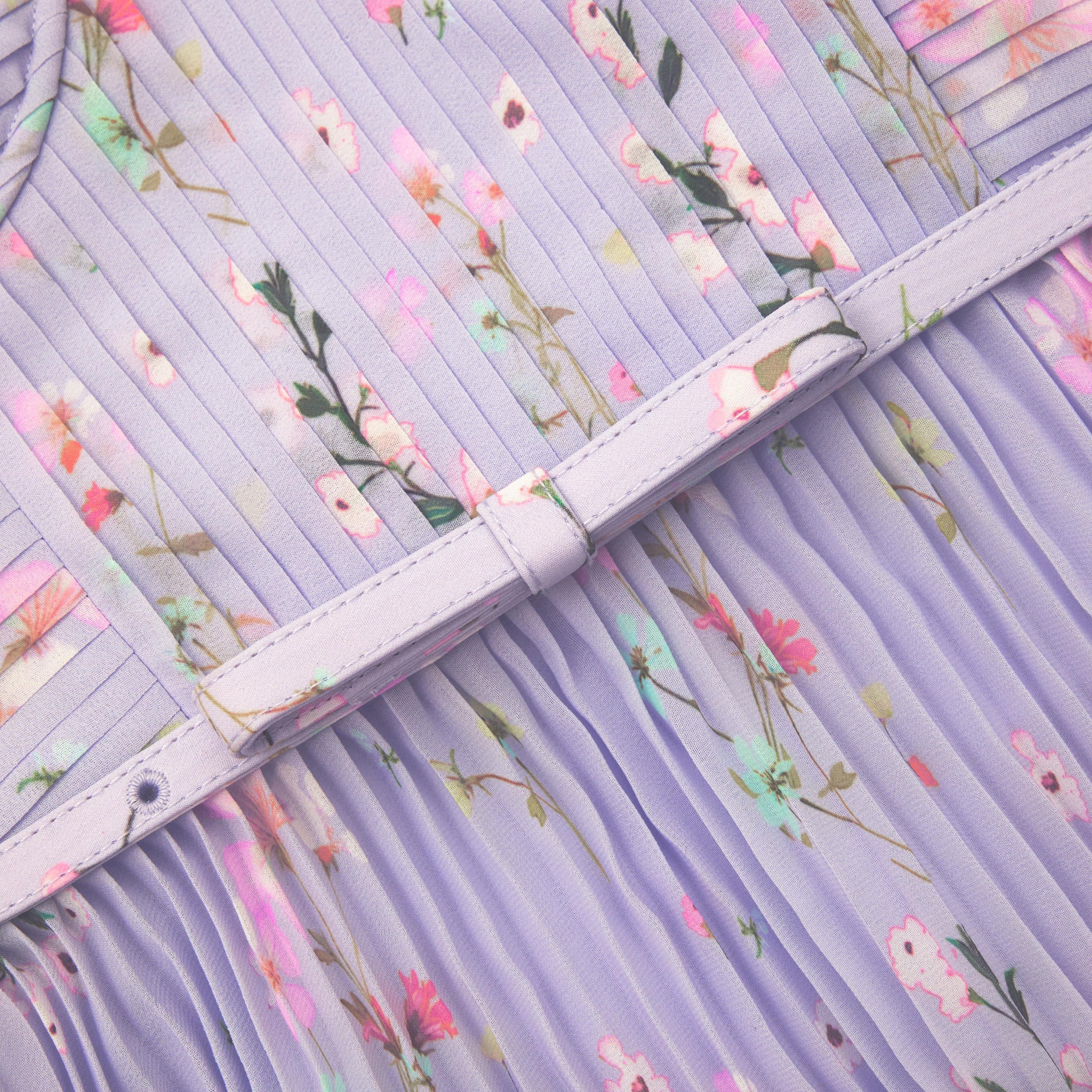 Lilac Floral Chiffon Midi Dress - 5
