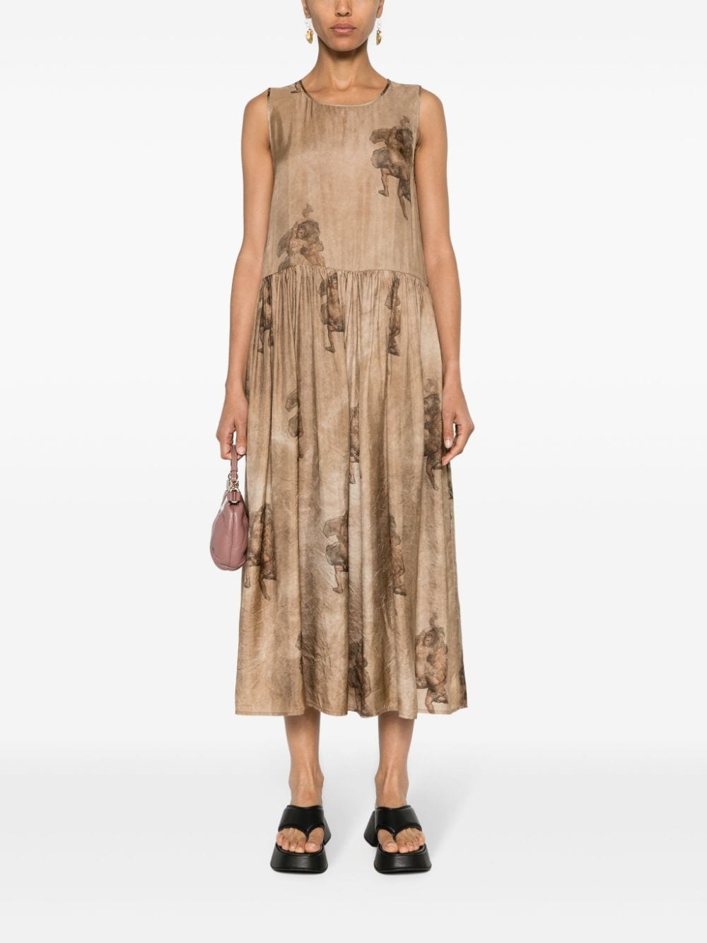 renaissance-print midi dress - 2