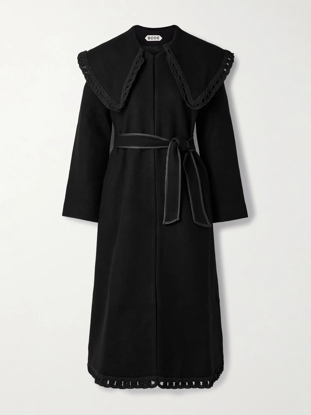 Dover Belted Embroidered Wool Coat - 1