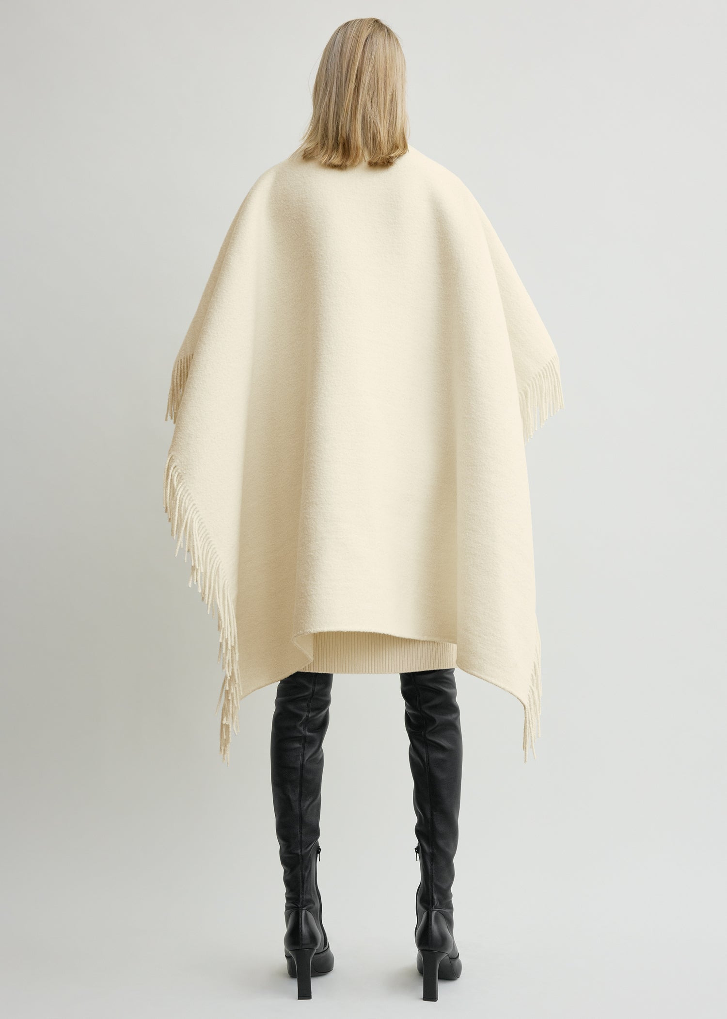 Fringed poncho winter white - 3