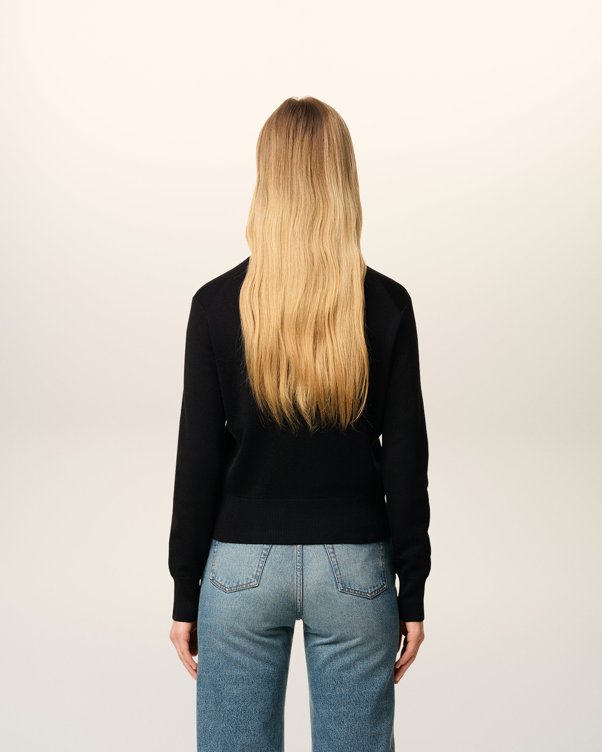 BLACK WOOL AMI DE COEUR CREWNECK SWEATER - 5
