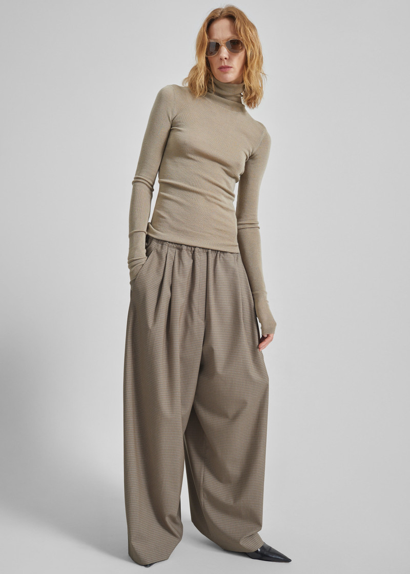 Gistel Pleated Pants - Beige Plaid 4