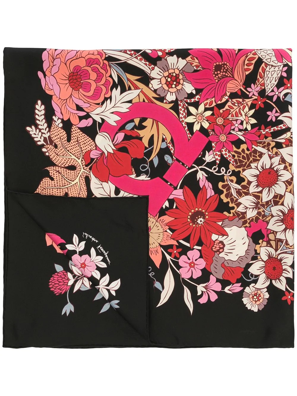 floral-print silk scarf - 1