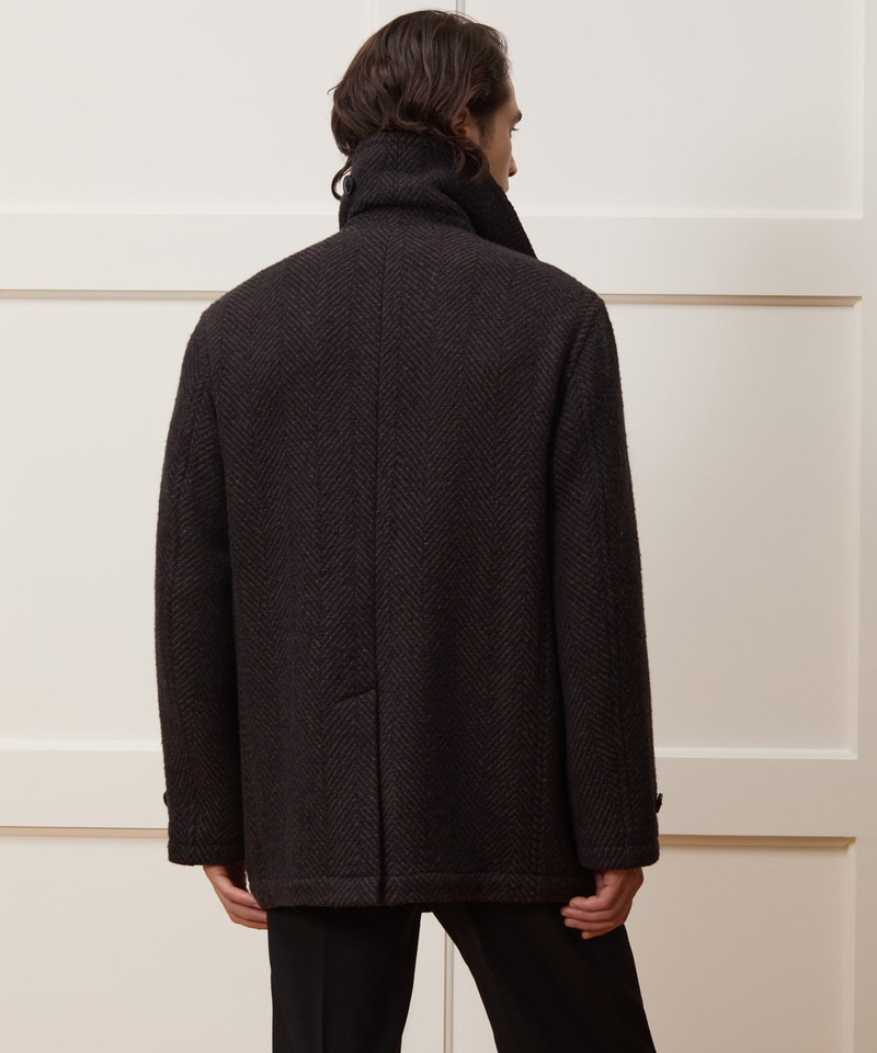 Italian Wool Herringbone Peacoat 4