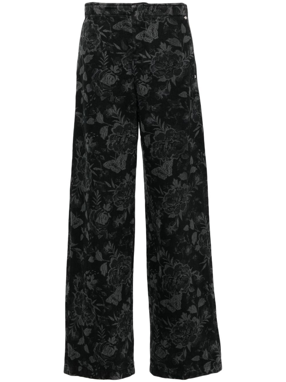 laser-print denim trousers - 1