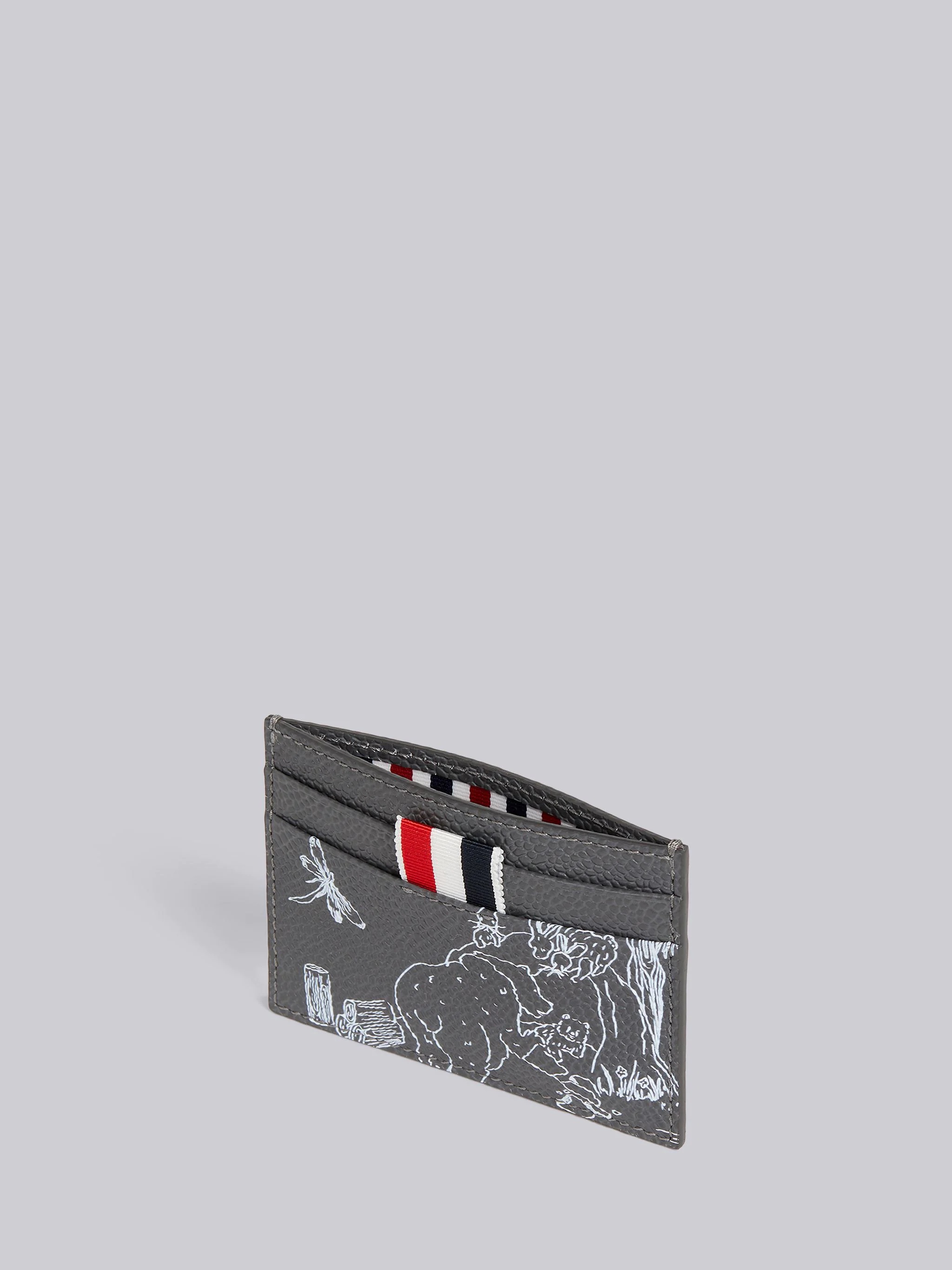 Dark Grey 3D Toile Print Caviar Double Sided Card Holder - 3
