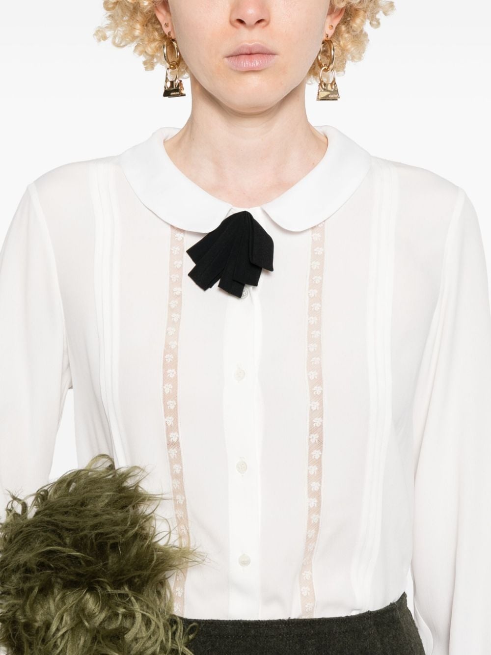 lace-trim shirt - 5