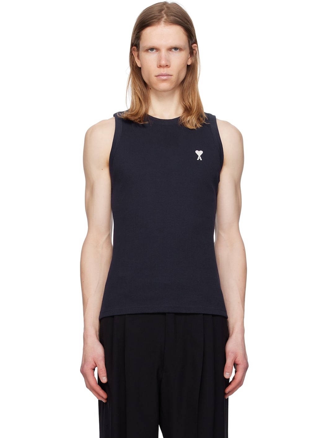 Navy Cotton Rib Ami de Coeur Tank Top - 1
