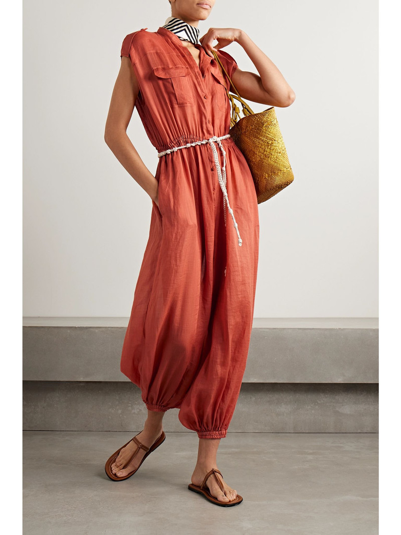 Loro Piana Belted ramie jumpsuit Orange outlook